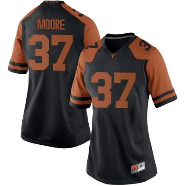 Women Texas Longhorns #37 Chase Moore Game Embroidery Jersey Black